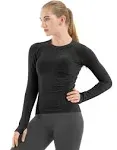 MathCat Seamless Workout Shirts for Women Long Sleeve Yoga Tops Sports Running Shirt Breathable Athletic Top Slim Fit