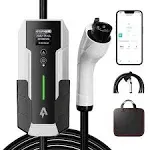 Andeman Level 2 EV Charger 32Amp,7.68KW Electric Vehicle Charger Portable 240V,SAE-J1772 and NEMA 14-50 Plug, Scheduled Charging,Adjustable Current,s