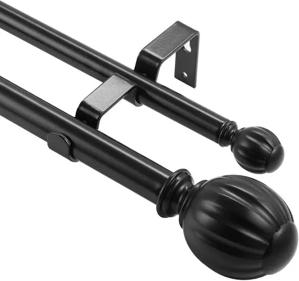 VEVOR Double Rod Curtain Rods 36-72 inches(3-6ft) Adjustable Length Cap Finials