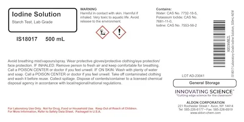 Aldon Chemical Iodine Solution Laboratory-Grade 500ml