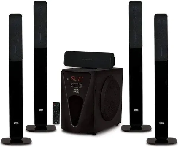 Acoustic Audio AAT5005 Bluetooth Tower 5.1 Home Theater Speaker System with Digital Optical Input and 8" Powered Subwoofer