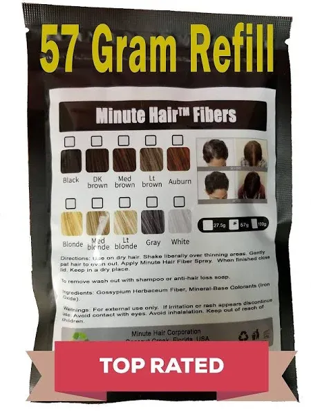 Hair Building Fibers Black 57 Grams 2 oz Refill Hair Loss Concealer. Fibers a...