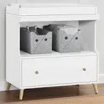 Delta Children Essex Convertible Changing Table with Drawer Bianca White/Natural