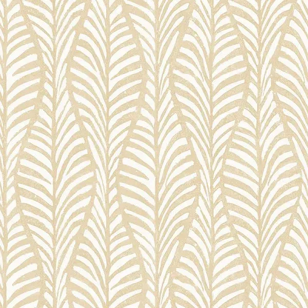 Tempaper Block Print Leaves Peel and Stick Wallpaper White Clay 28 sq. ft.