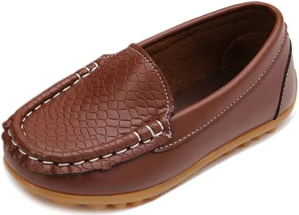 LONSOEN Toddler/Little Kid Boys Girls Soft Synthetic Leather Loafer size 6.5