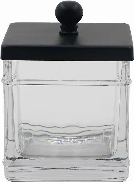 H Halston Apothecary Glass Cotton Jar Holder For Qtips Cotton Balls Floss Storag