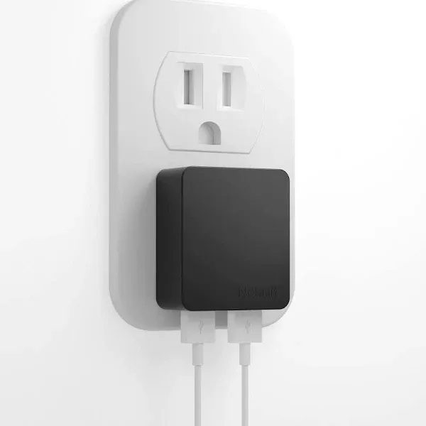 Dual Port Ultra Thin Flat USB Wall Charger with Smart IC, White