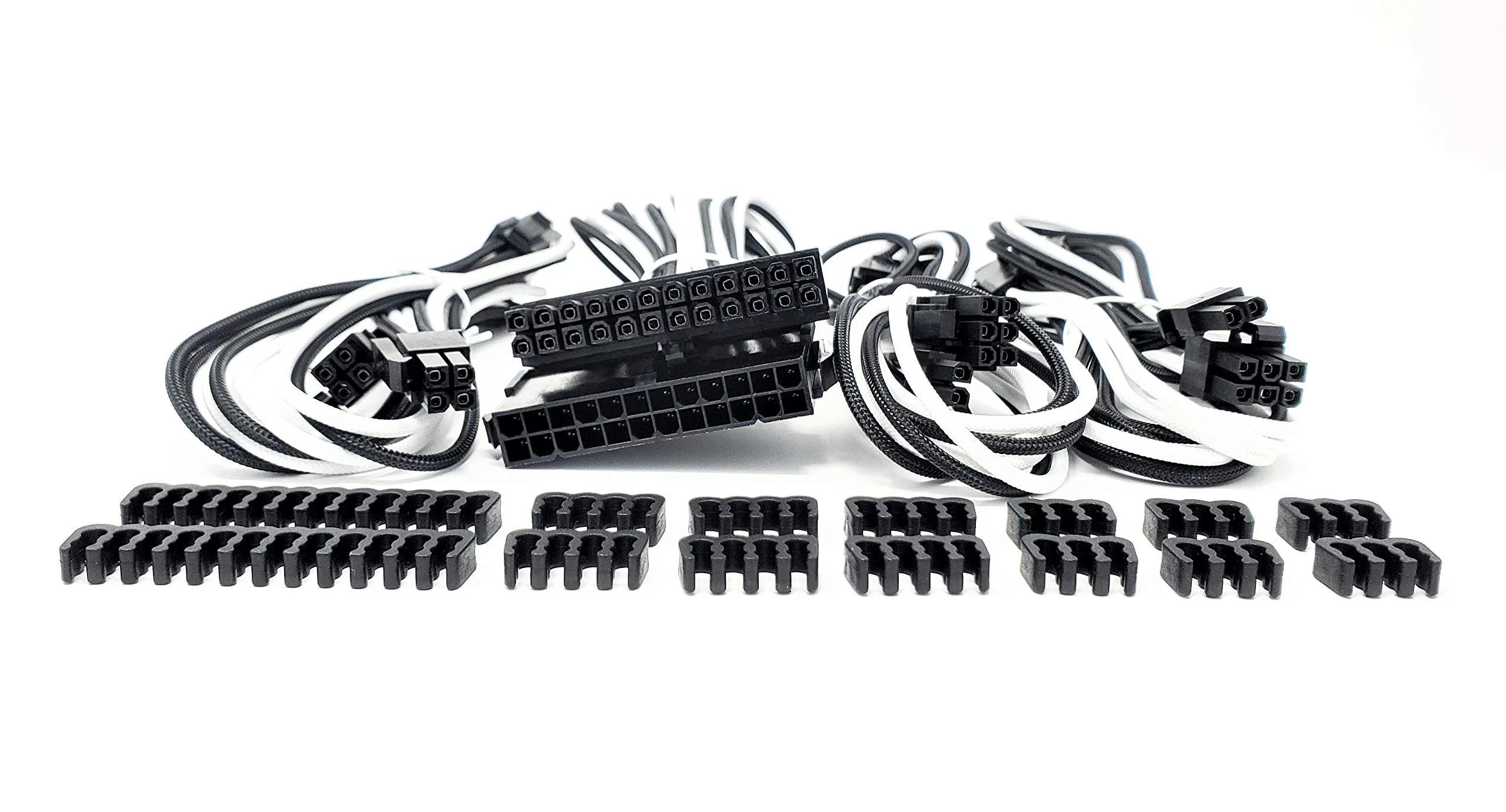 Micro Connectors Premium Sleeved PSU Cable Extension Kit - Black/ White