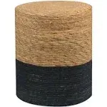 Wimarsbon Natural Seagrass Foot Stool Hand Weaving Round Ottoman for Living Room Outdoor Seat Natural Black