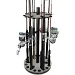 Rush Creek Creations 24 Round Spinning Fishing Rod Rack Barn Wood