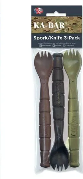 Ka-Bar SPORK + KNIFE Field KIT 3-Pk 9909MIL + Krunch Spoon/Straw