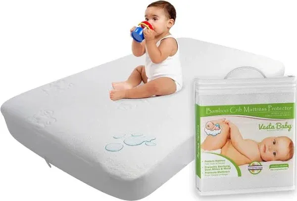 Vesta Baby Premium Bamboo Jacquard Crib Mattress Protector