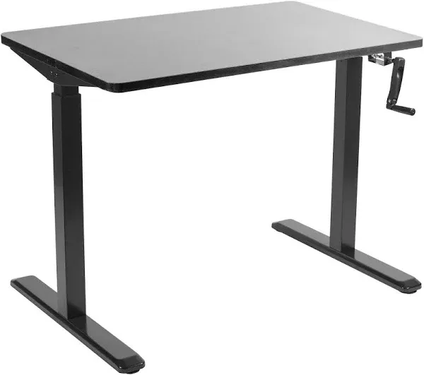 Manual Height Adjustable 48 X 30 Inch Stand up Desk, Black Solid One-Piece Table