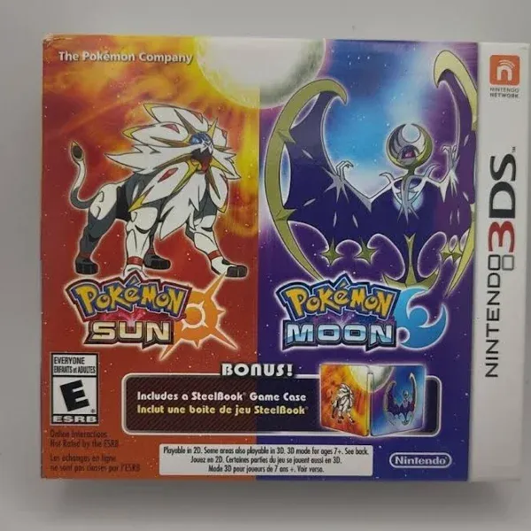 Pokemon Sun &amp; Moon Dual Pack (Nintendo 3DS, 2016) COMPLETE CIB Tested &amp; Working