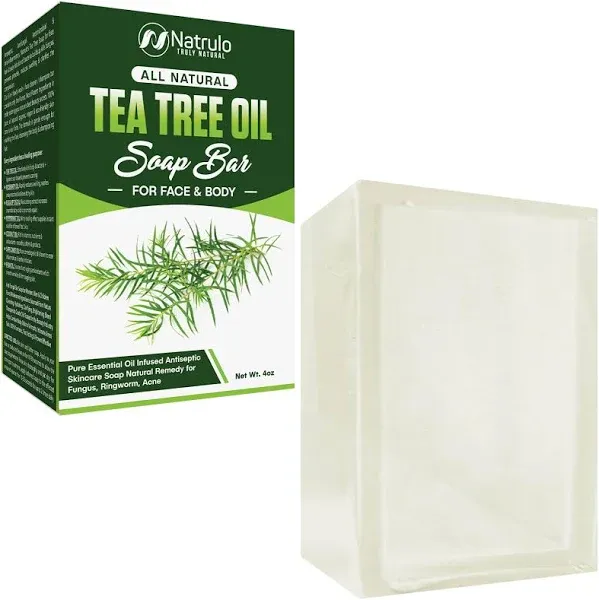 Tea Tree Oil Soap Bar for Face & Body, 4oz – Antifungal Antiseptic Natural Remedy Skin Cleanser – Pure Essential Oil Infused Skincare Cleansing Anti Fungal Bar Soap for Fungus, Ringworm, Acne