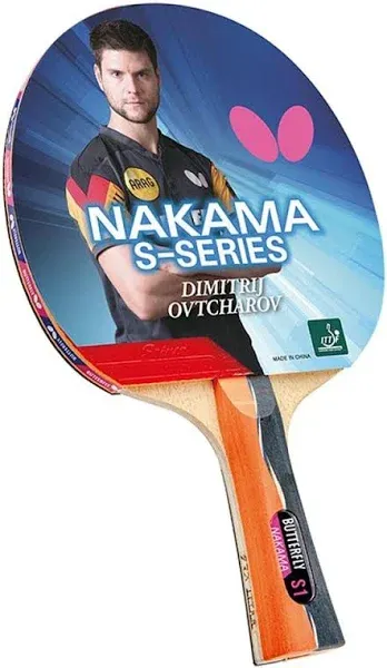 Butterfly Nakama Shakehand Ping Pong Paddle - Recommended for Beginner & Intermediate Level Players - Includes Two Free 40+ Balls - International Table Tennis Federation Approved