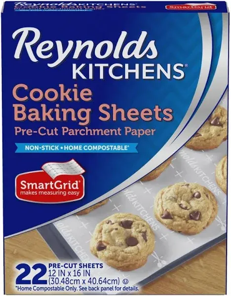 Reynolds Kitchens Cookie Baking Sheets, Pre-Cut Parchment Paper, 22 Sheets (Pack