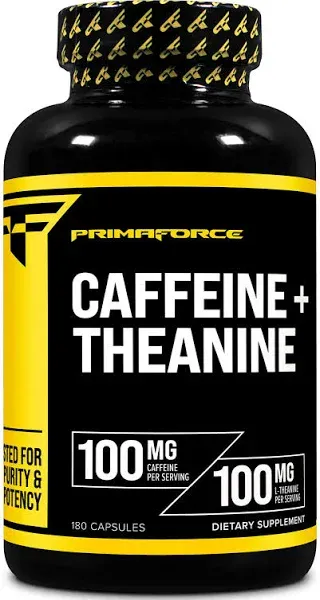 TransformHQ Caffeine &amp; L-Theanine (100mg Each) 180 Caps Gluten Free, Non-GMO.102