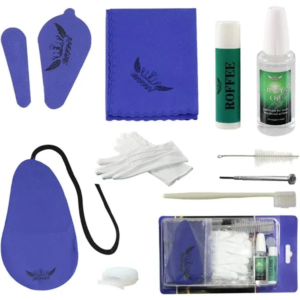 Clarinet Cleaning Cleaner Care Maintenance Kit - Clarinet Cleaning Kit: key oil, cork grease, swab, cleaning cloth, thumb rest, mouthpiece brush, screwdriver...