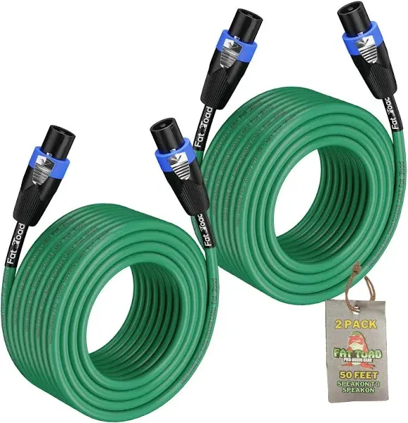 Speakon Cables 25 FT 2 PACK 12 AWG Wires -FAT TOAD Speaker Cords Pro Audio Stage | Reverb