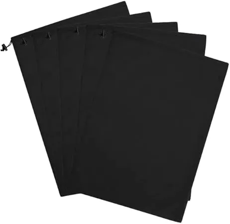 Drawstring Bag - UltraLight Nylon Cinch and Ditty Multi-Use Pouch For Gifts, Collectors, Personal Electronics (5 pack, Black, 6 x 8 inch)