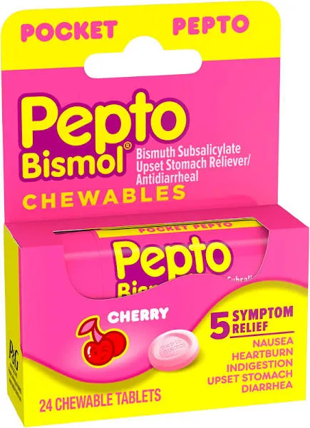 Pepto Bismol Go Chewable Tablets Cherry