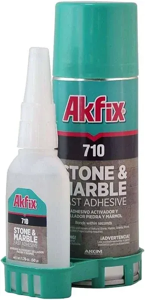 Akfix 710 Stone and Marble Fast Adhesive with Activator - Clear Super Glue 1 Pack