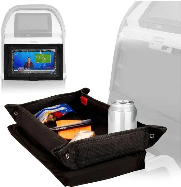 Lusso Gear Tray Table Cover - Airplane Travel Tray Table Cover for Kids & Adults - Travel Tray for Kids on Plane or Train - Airplane Pockets Tray Table Cover - Black Tray Table Cover Airplane Travel