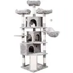 Hey-brother XL Size Cat Tree, 73.4 inch Cat Tower with 3 Caves, 3 Cozy Perches, Scratching Posts, Board, Activity Center Stable for Kitten/Gig Cat