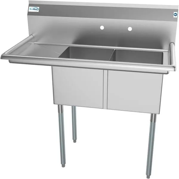 2 Compartment Stainless Steel NSF Commercial Kitchen Prep &amp; Utility Sink with...