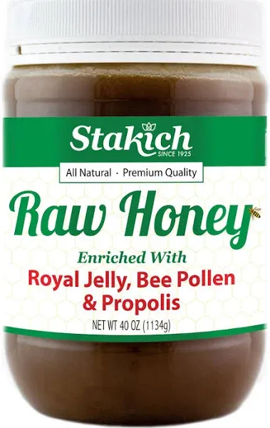 Stakich Royal Jelly Bee Pollen Propolis Enriched Raw Honey