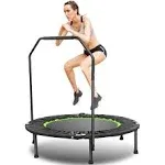 ANCHEER 40" Foldable Mini Trampoline,Max Load 450lbs/550lbs Indoor Trampoline,with 4 Level Adjustable Foam Handle and Resistance Bands,Adult Exercise Trampoline for Home, Garden, and Gym