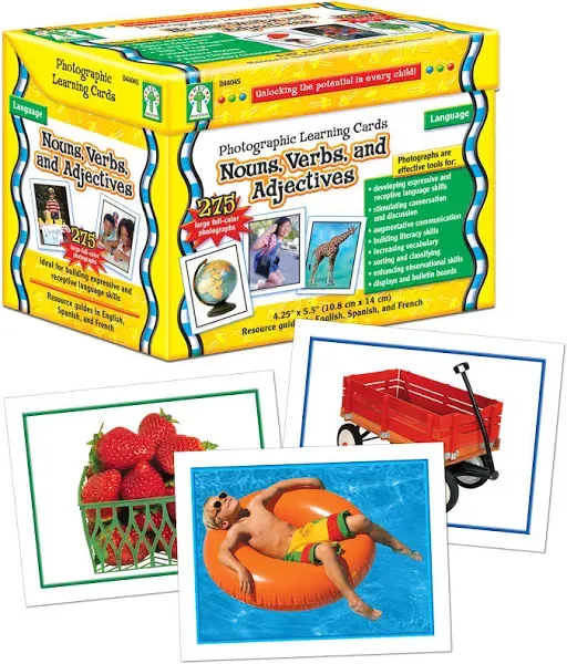 Key Education Nouns, Verbs, and Adjectives Photographic Learning Cards, 275 Voca