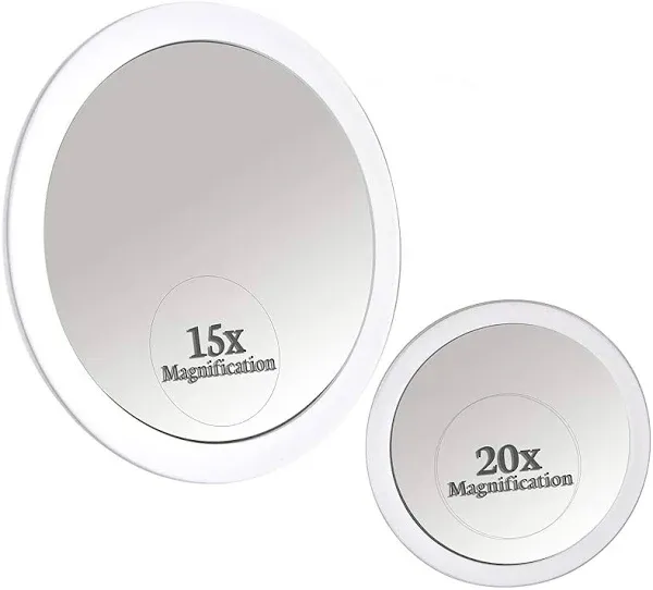 MIRRORVANA 20X &amp; 15X Magnifying Mirror Set Combo with 3 Suction Cups Each 6-Inch