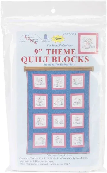 Jack Dempsey Themed Stamped White Quilt Blocks