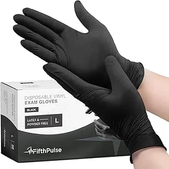 Black Vinyl Powder and Latex Free Medical Exam Disposable Gloves