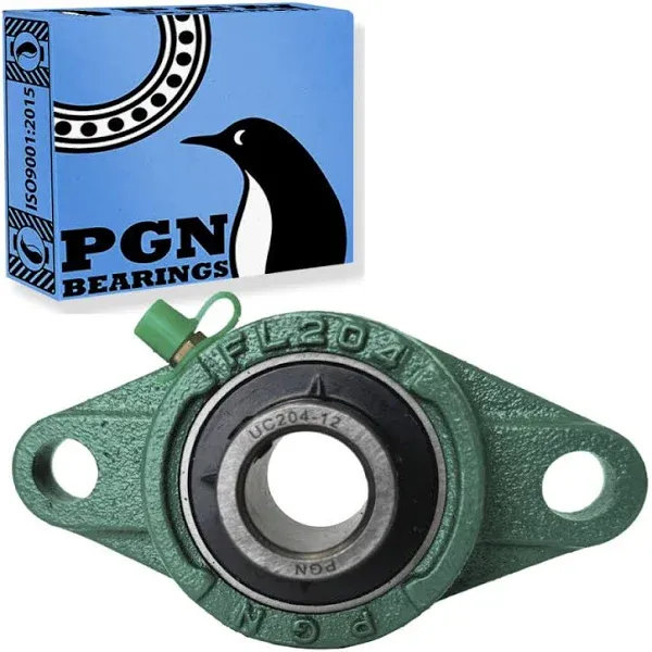 PGN UCFL204-12 Pillow Block Bearing - Pack of 2 Flange Mounted Pillow Block Bearings - Chrome Steel Bearings with 3/4" Bore - Self Alignment