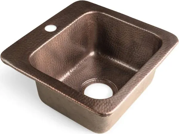 Monarch Abode Pure Copper Hand Hammered Baxter Bar Prep Sink (15 inche