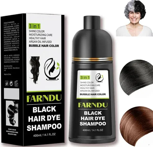 Hair Dye Shampoo for Women & Men, Gray Hair Coverage Herbal Natural Ingredients 3 In 1 Hair Color Shampoo