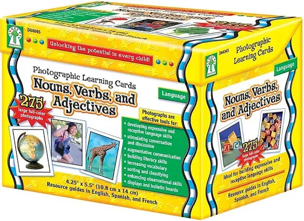 Carson-Dellosa Education Photographic Learning Cards Boxed Set Nouns/Verbs/Adjectives