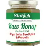 Stakich Raw Honey Enriched with Royal Jelly, Bee Pollen & Propolis