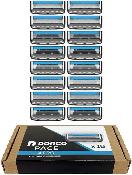 Dorco Pace 4 Pro - Four Blade Razor Shaving System - 52 Cartridge Refills (No Handle)