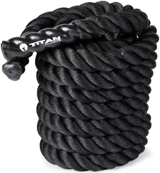 Titan Fitness Battle Rope 30ft x 2in, Poly Dacron Heavy Rope for Home Gym Conditioning Workouts, Cross-Train, Strength Training Exercises