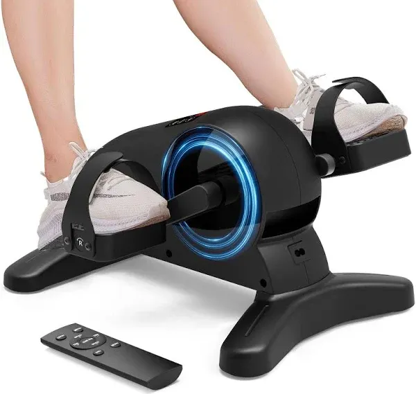 Mini Under Desk Exercise Bike Pedal Exerciser, Motorized Setting Bike Pedal Exerciser Leg/Arm Cycle for Senior, Physical Therapy, with 12 Adjustable Speed, LCD Display, Remote Control