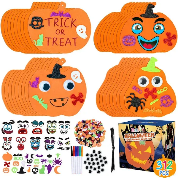 Max Fun Halloween Pumpkin Shape Foam Stickers Glitter Set