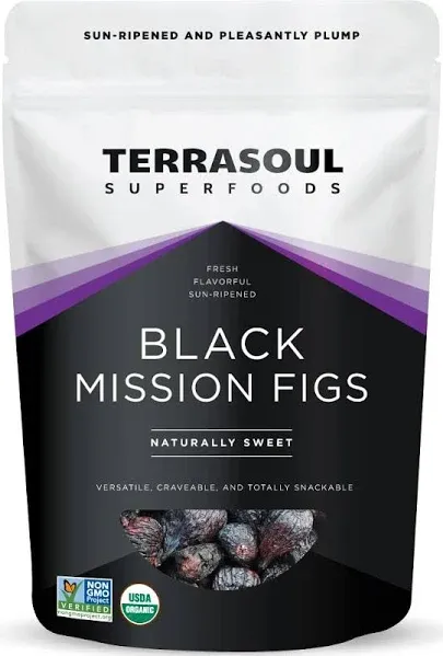 Terrasoul Superfoods Organic Black Mission Figs, 1 Lb - Fresh | Sun-Ripened | No-Sugar Added