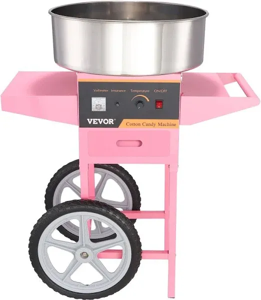 VEVOR Commercial Cotton Candy Machine with Cart Sugar Floss Maker 1000W Blue