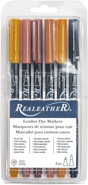 Realeather Crafts Leather Markers 6/Pkg-Earthton<wbr/>es