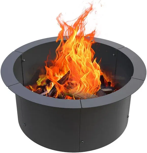 Fire Pit Ring Outdoor Wood Burning Fire Pit Liner 27.5 Inch Camping Fire Ring...