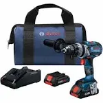 BOSCH GSB18V-975CB25 18V Brushless Connected-Ready 1/2 In. Hammer Drill/Driver Kit with (2) CORE18V® 4 Ah Advanced Power Batteries